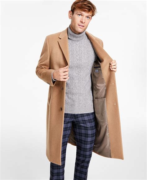 michael kors men's classic-fit solid wool blend overcoats|Michael Kors Men's Classic.